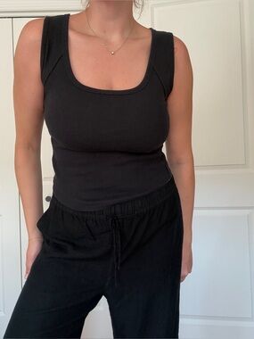 Free People Black Scoop Neck Tank